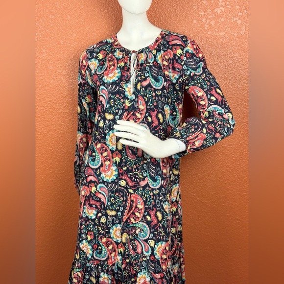 LOFT Multicolor Paisley Long Sleeve Dress Size Medium. E70 - Picture 12 of 17